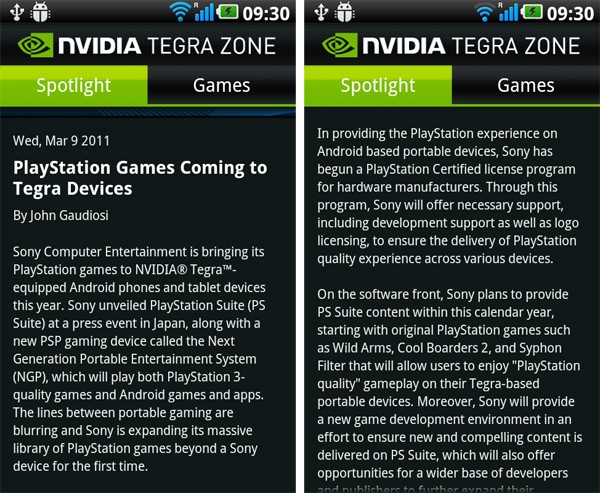 Sony, PlayStation, PSP, PS Suite, Tegra 2