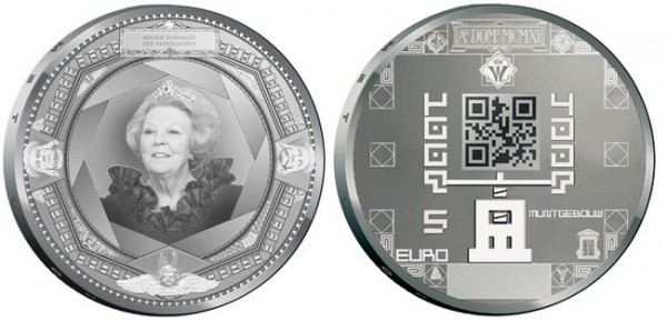 coin, QR code, Netherlands, монета, штрихкоды, Нидерланды