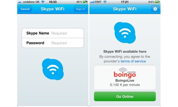 Skype WiFi, iOS