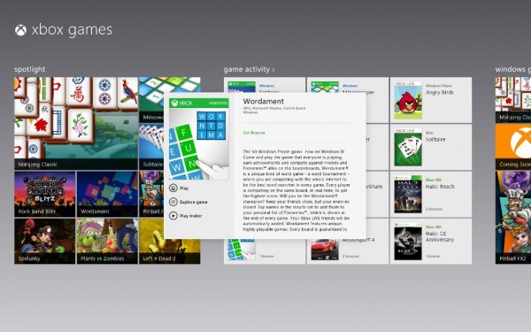 Windows 8, Xbox, игра 