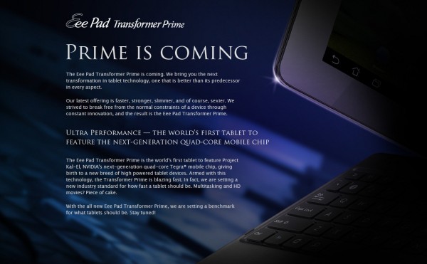 ASUS, Tranformer Prime, Android 4, NVIDIA, Tegra 3, Kal-El, Ice Cream Sandwich