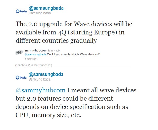 Bada, Bada 2.0, Samsung, Wave, обновление