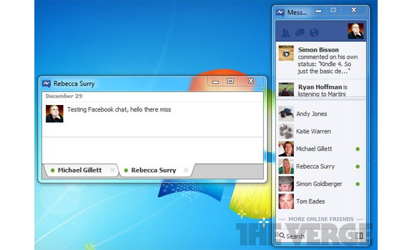 Facebook, Facebook Messenger, Windows 7