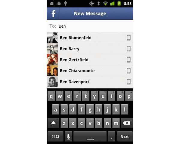 Facebook Messenger, Android, iPhone