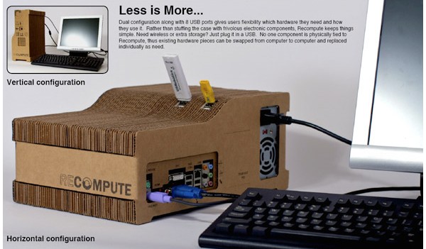 Recompute, computer, cardboard, корпус, ПК, компьютер, картон