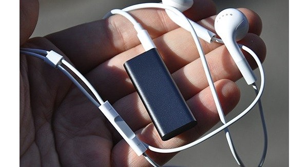 Apple, Shuffle, iPod, player, headphones, 