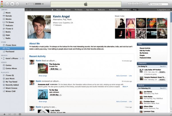 iTunes 10, Ping, Apple