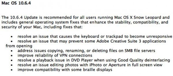   Mac OS X 10.6.4