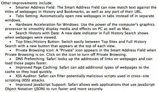 Apple, Safari 5, Mac OS X 10.6.4, Xcode 4