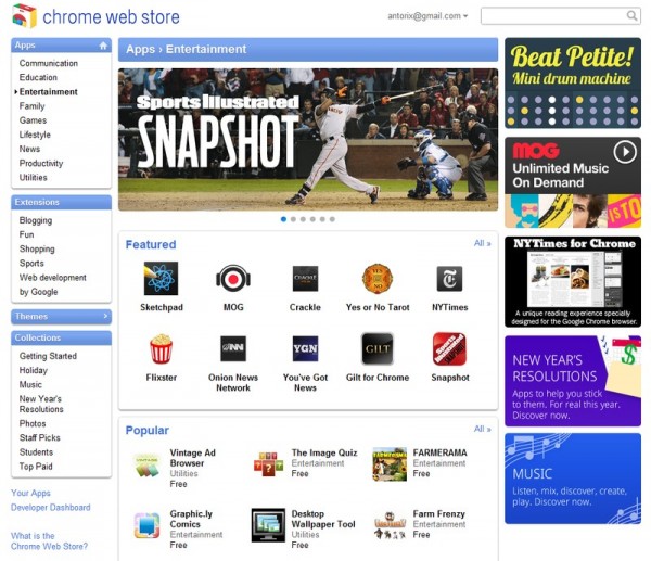 Google, Chrome Web Store, Chrome OS