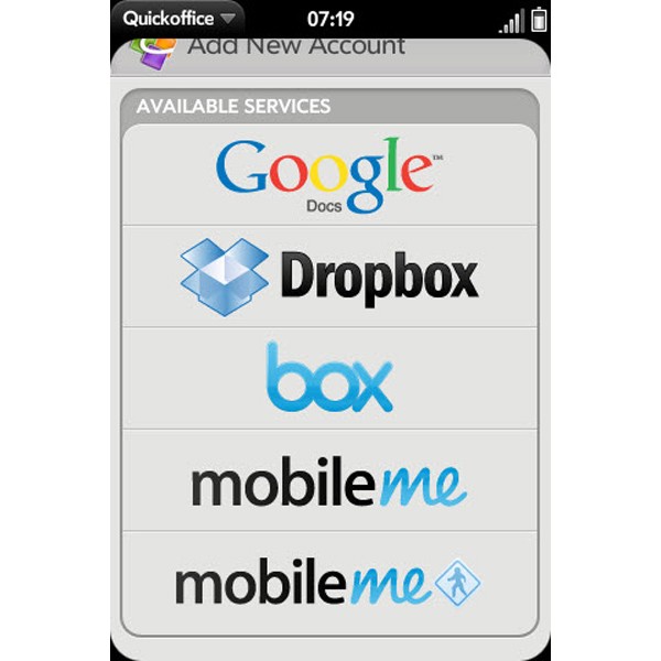 WebOS 2.0, Dropbox, MobileMe