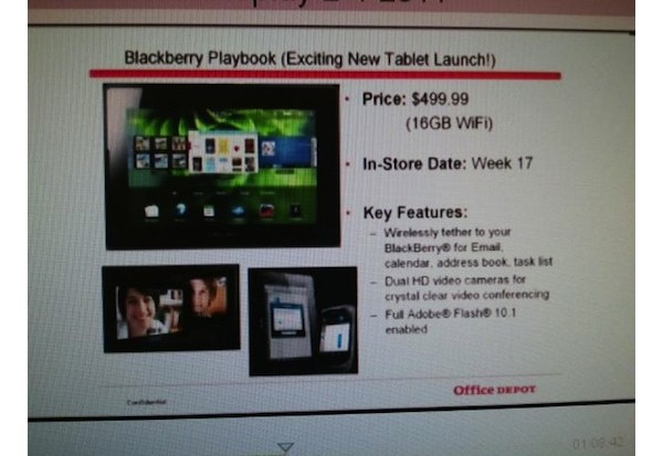 RIM, BlackBerry, PlayBook, Office Depot, tablet, планшет