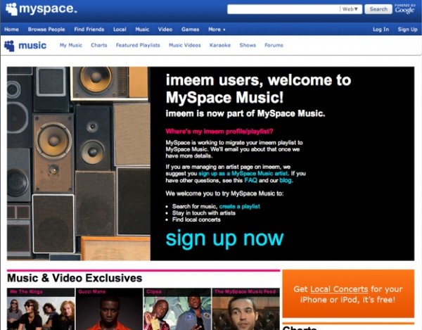 MySpace, Imeem