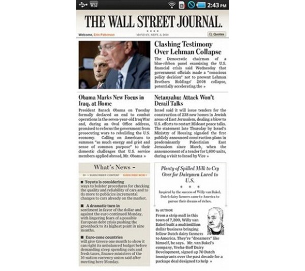 Wall Street Journal, Android 2.2