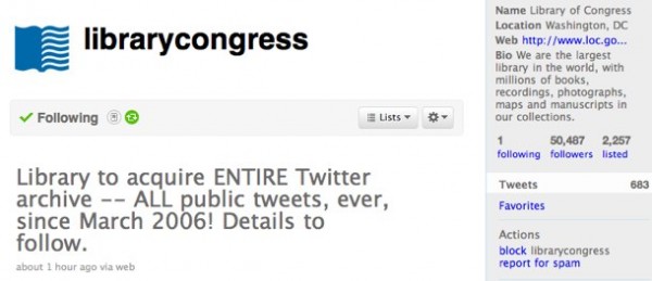 Twitter, Library of Congress,  