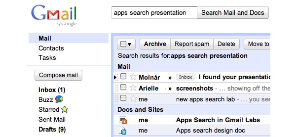 Gmail, Google Docs