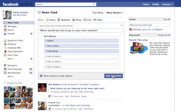 Facebook, Questions