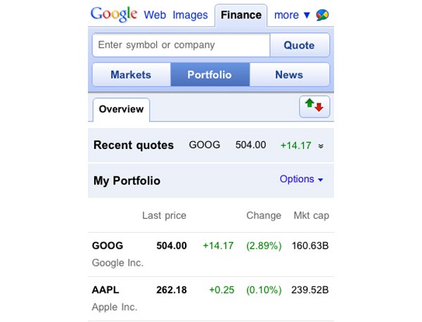  Google,  Google Finance, Android, iPhone, Android Market