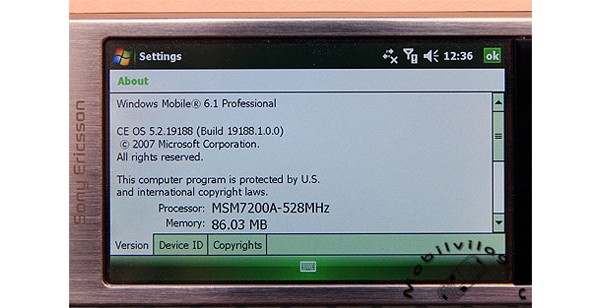 XPERIA X1, Windows Mobile 6.1