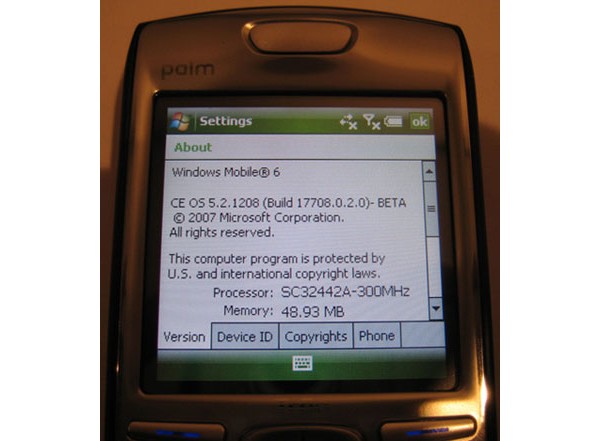 Windows Mobile 6, Palm Treo 750
