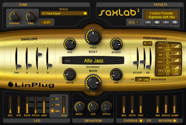  LinPlug, SaxLab 2, Mac OS X, pro-audio, про-аудио, саксофон, синтезатор