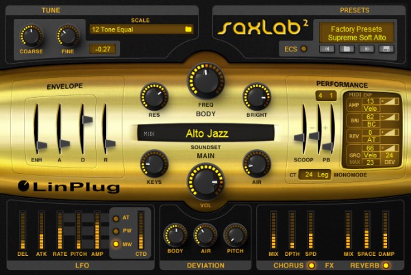 LinPlug, SaxLab 2, Mac OS X, pro-audio, про-аудио, саксофон, синтезатор