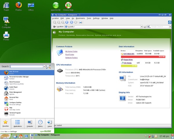 Linux, openSUSE, beta 1, KDE, Gnome, YaST