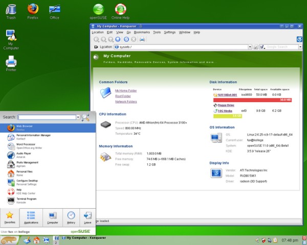Linux, openSUSE, beta 1, KDE, Gnome, YaST