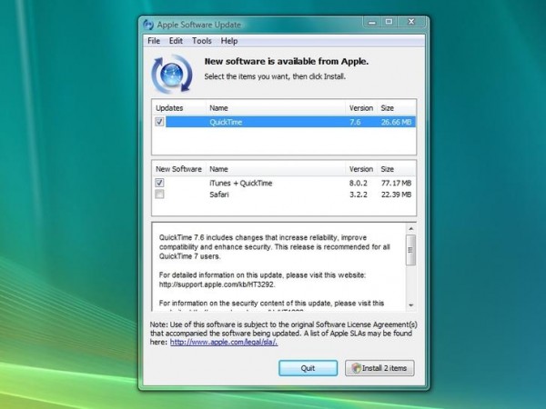Windows 7 & QuickTime