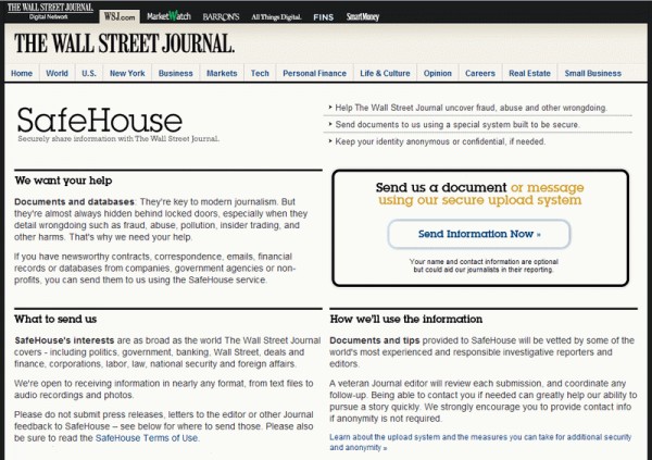 Wall Street Journal, SafeHouse, WikiLeaks