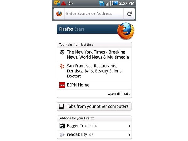 Mozilla, Firefox 5, Android, 